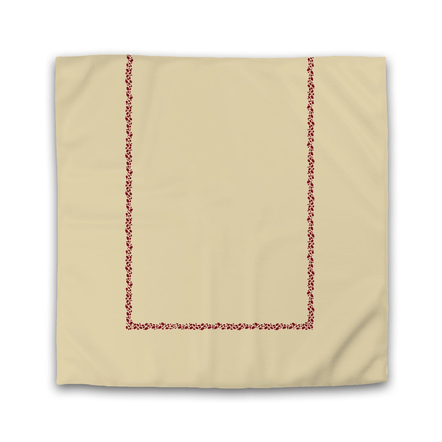 Tan Cotton Sateen Duvet Cover, Burgundy Red Hand-painted Dab Motif Print, Classic Border | CSDU-1284-091