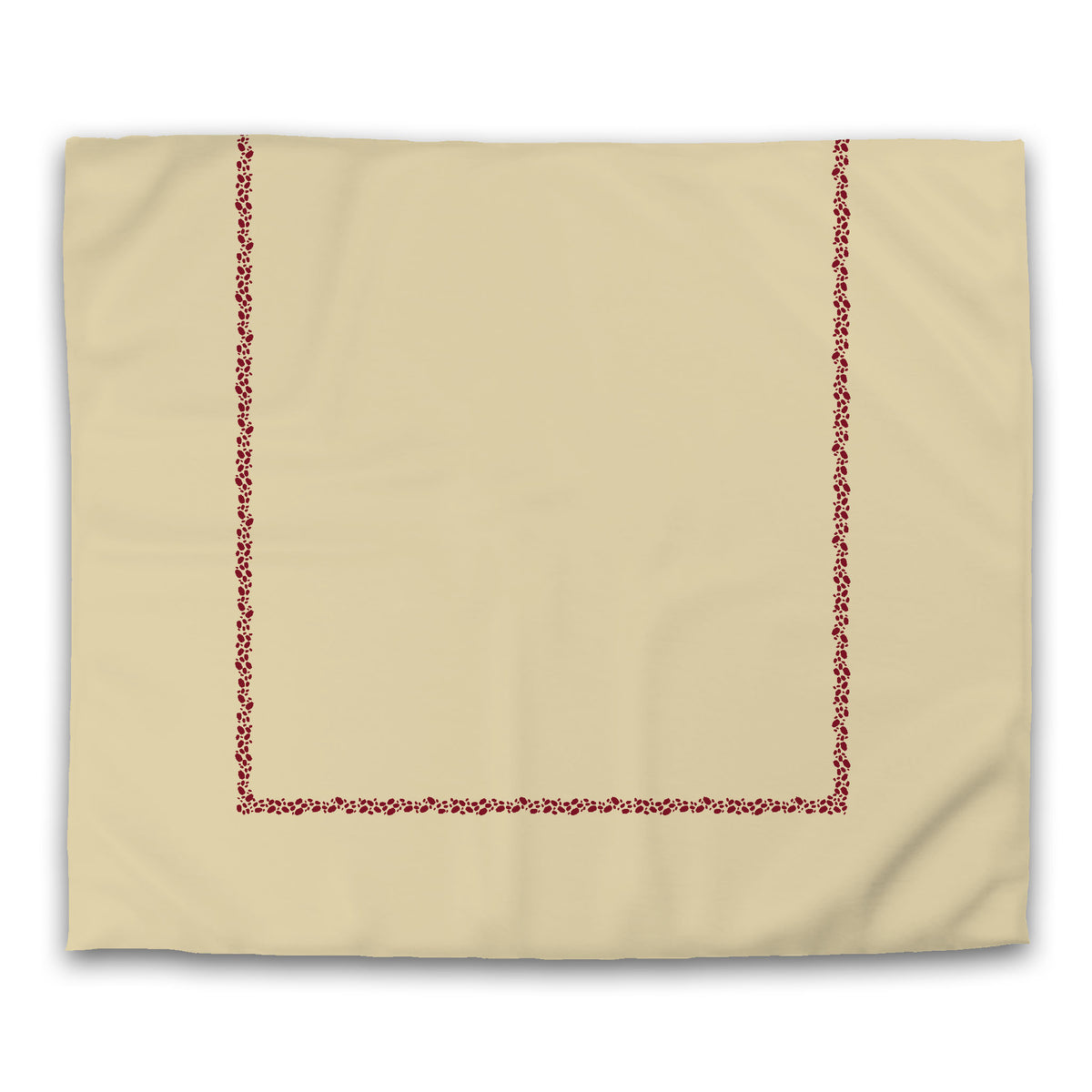 Tan Cotton Sateen Duvet Cover with Burgundy Red Hand-painted Dab Motif Print Classic Border | King - 269 x 234 cm / 106 x 92 inches