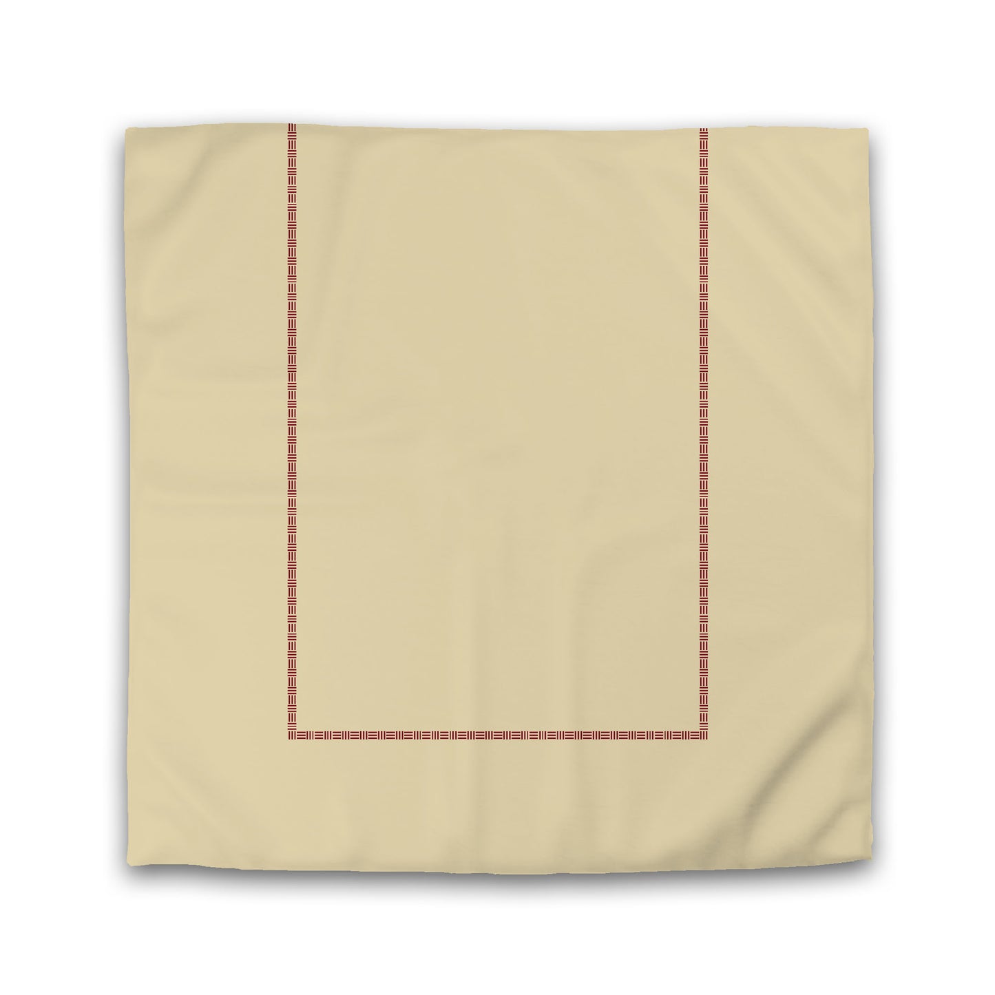 Tan Cotton Sateen Duvet Cover, Burgundy Red Single Weave Motif Print, Classic Border | CSDU-1284-141