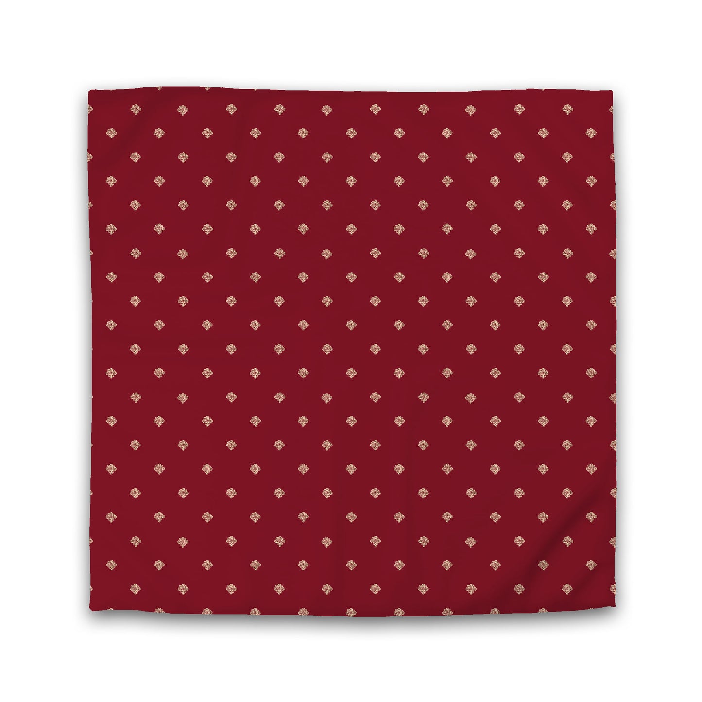 Burgundy Red Cotton Sateen Duvet Cover, Tan Hand-painted Swizzle Motif Print | CSDU-1284-172