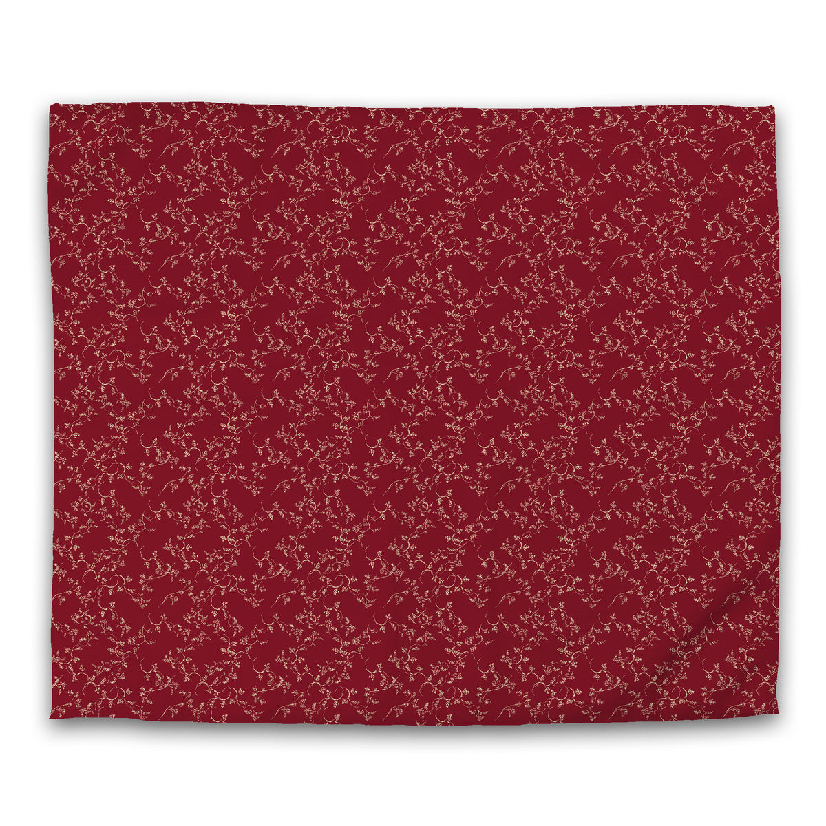 Burgundy Red Cotton Sateen Duvet Cover with Tan Hand-painted Vine Print | King - 269 x 234 cm / 106 x 92 inches
