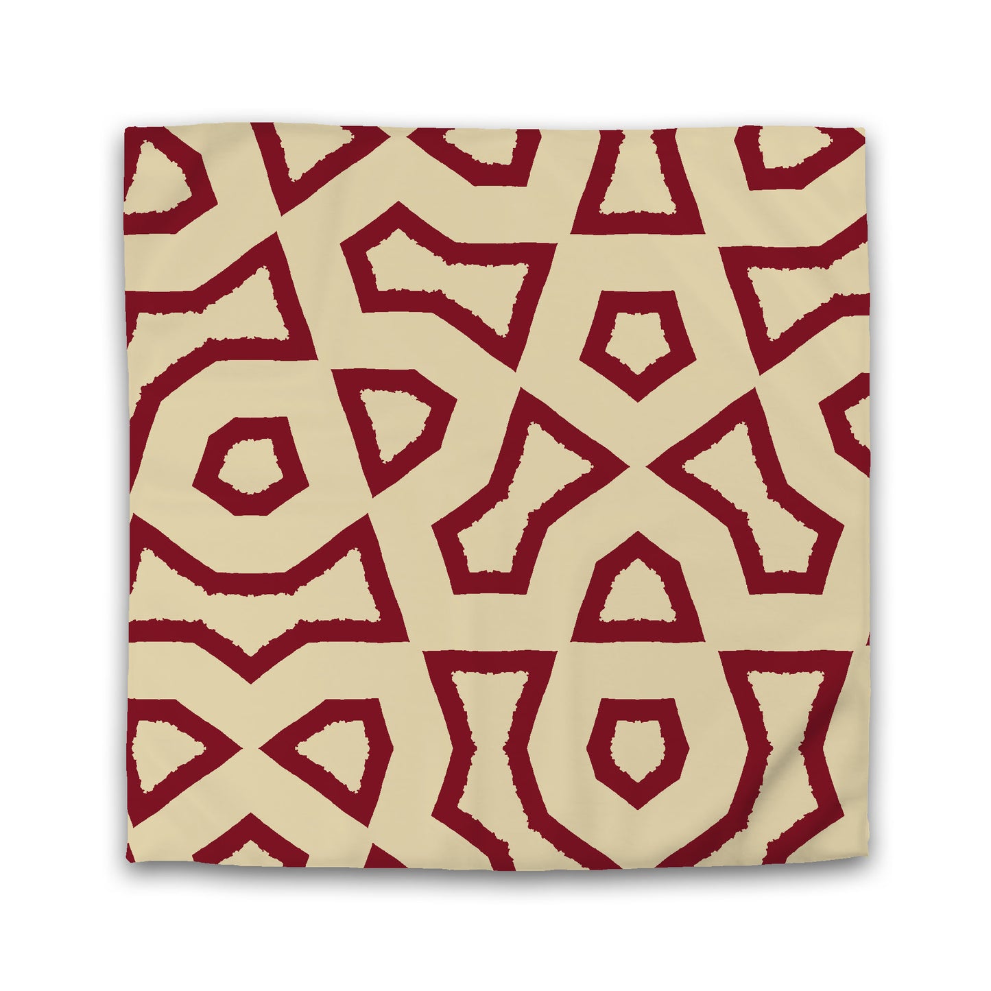 Tan Cotton Sateen Duvet Cover, Bold Burgundy Red Graphic | CSDU-1284-391