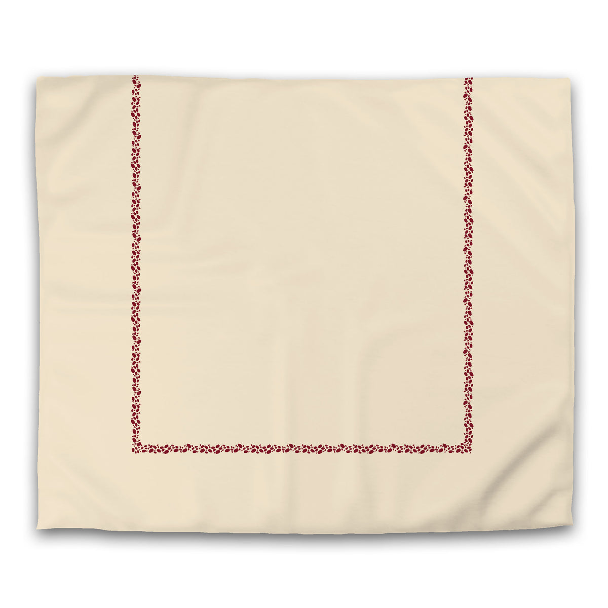 Beige Cotton Sateen Duvet Cover with Burgundy Red Hand-painted Dab Motif Print Classic Border | King - 269 x 234 cm / 106 x 92 inches