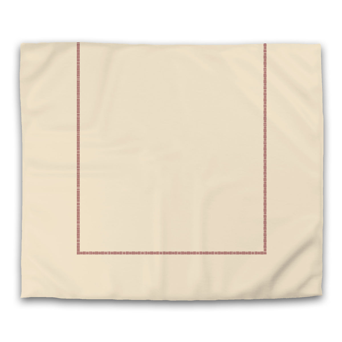 Beige Cotton Sateen Duvet Cover with Burgundy Red Narrow Weave Frieze Print | King - 269 x 234 cm / 106 x 92 inches