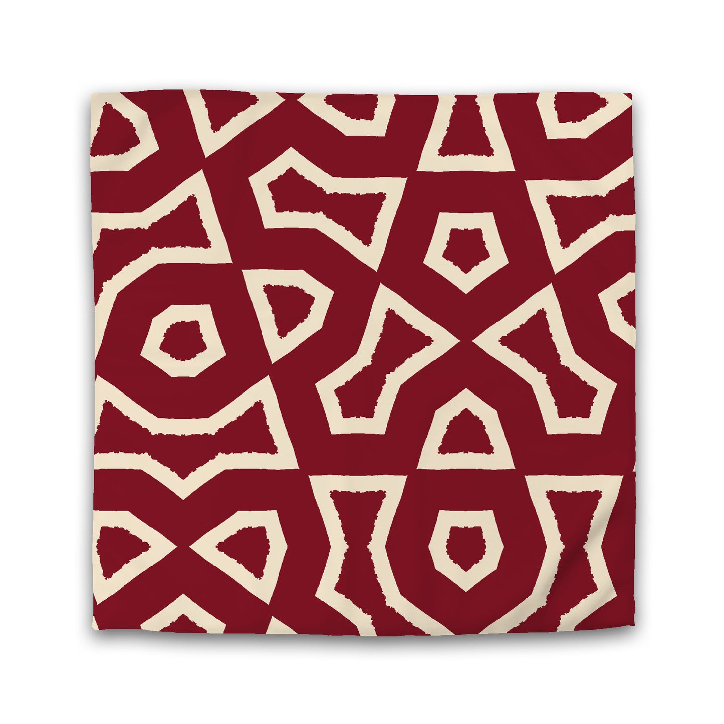 Burgundy Red Cotton Sateen Duvet Cover, Bold Beige Graphic | CSDU-1285-392