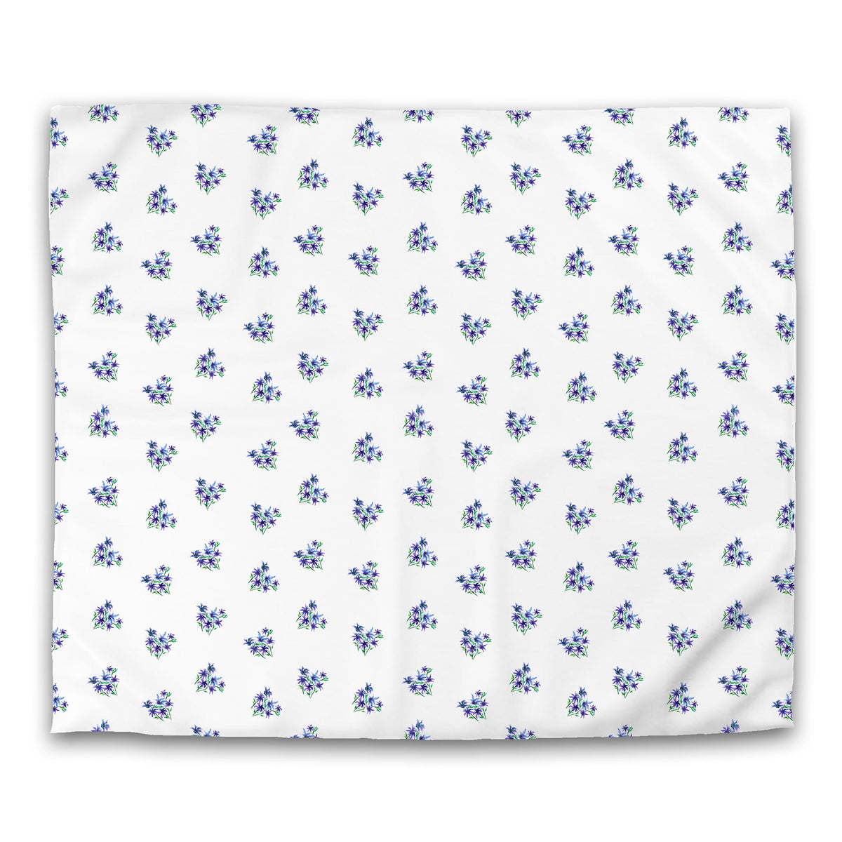 Indigo Bloom — White Cotton Sateen Duvet Cover with Medium Floral Pattern | King - 269 x 234 cm / 106 x 92 inches