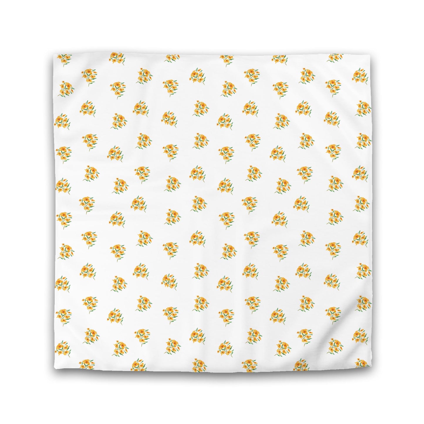 Off-White Cotton Sateen Duvet Cover, Medium Yellow-Orange Floral Pattern | CSDU-1315