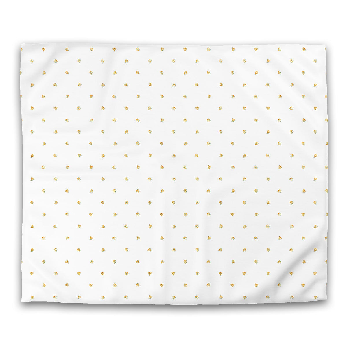 Saffron Garden — White Cotton Sateen Duvet Cover with Small Yellow-Orange Floral Pattern | King - 269 x 234 cm / 106 x 92 inches