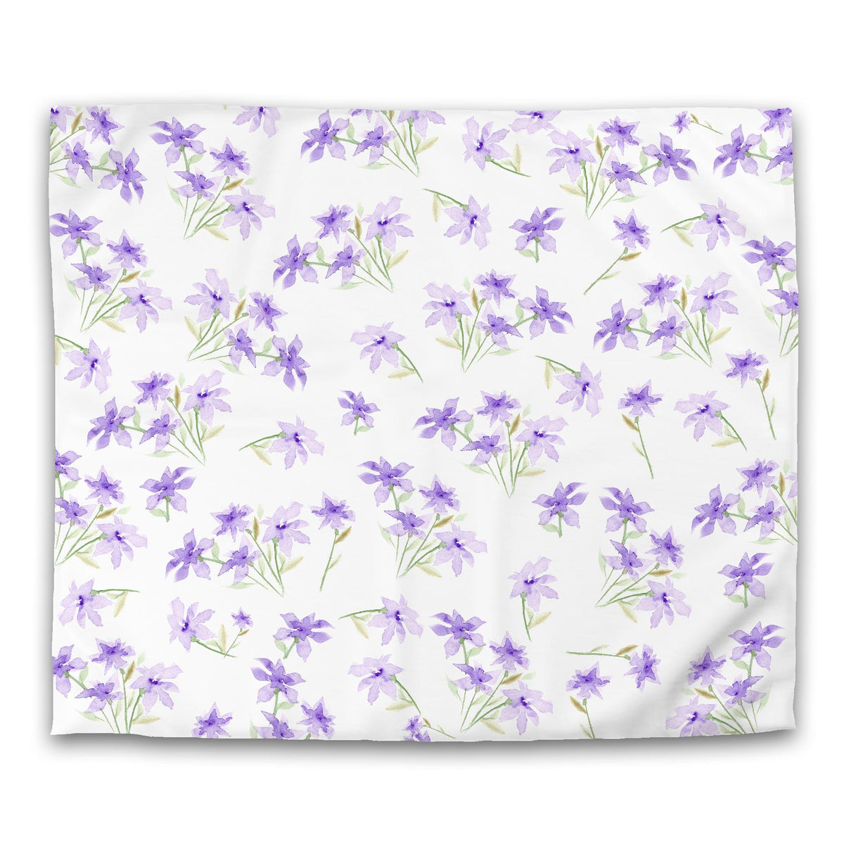 Soft Purple Bloom — White Cotton Sateen Duvet Cover with Large Purple Floral Print | King - 269 x 234 cm / 106 x 92 inches