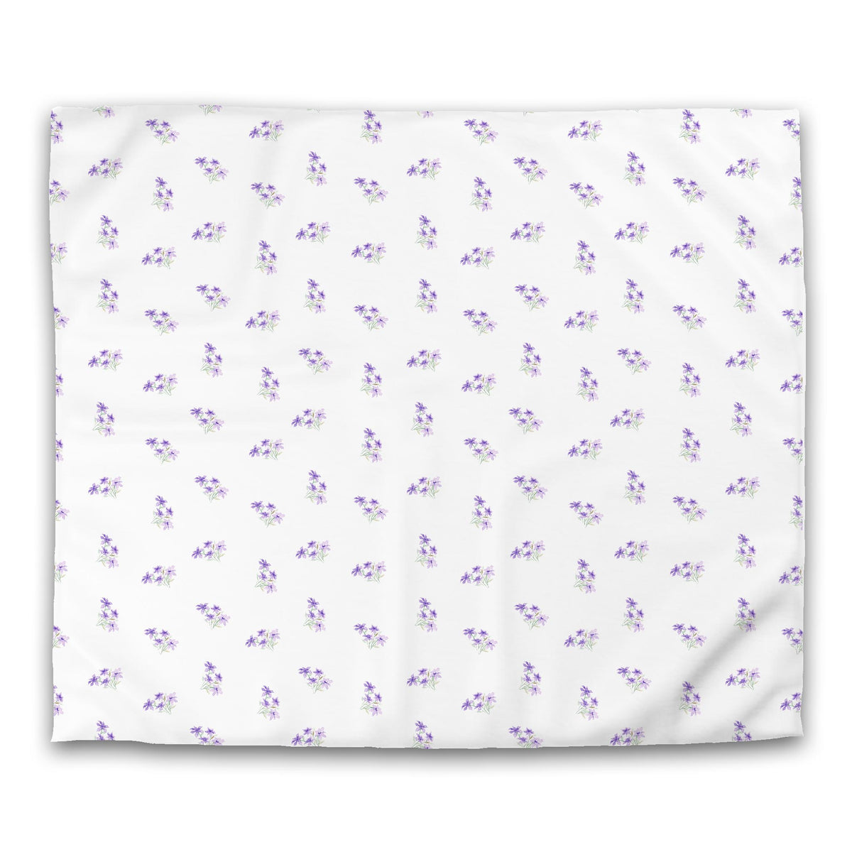 Soft Purple Bloom — White Cotton Sateen Duvet Cover with Medium Purple Floral Pattern | King - 269 x 234 cm / 106 x 92 inches