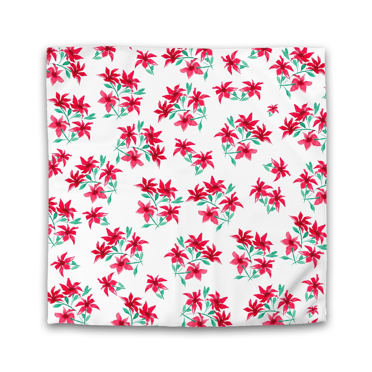 Off-White Cotton Sateen Duvet Cover, Large Red Floral Print | CSDU-1334