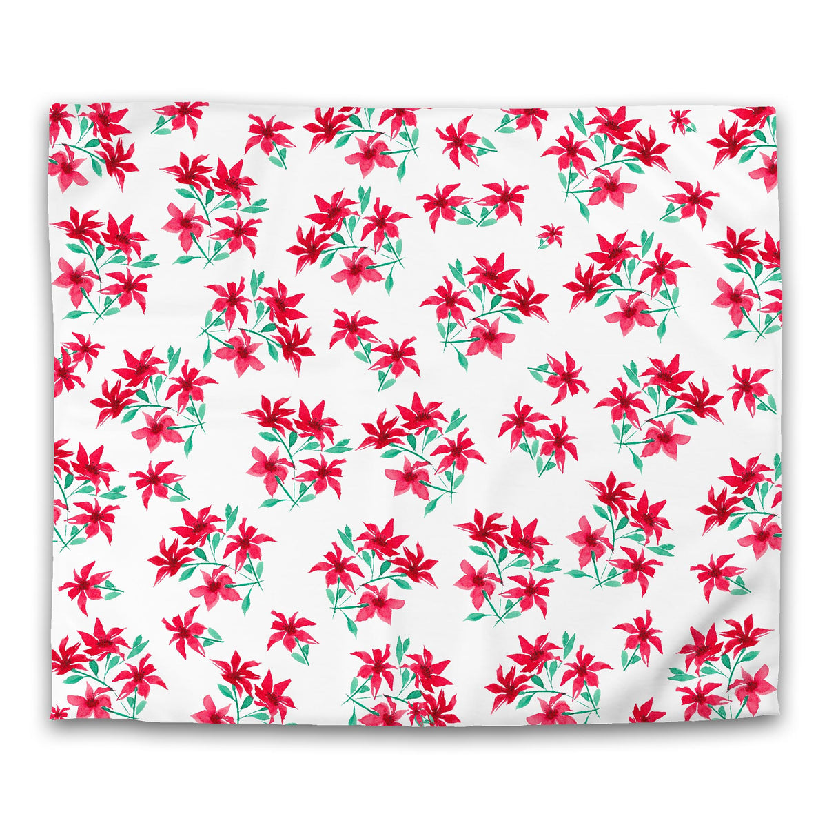Scarlet Bloom — White Cotton Sateen Duvet Cover with Large Red Floral Print | King - 269 x 234 cm / 106 x 92 inches