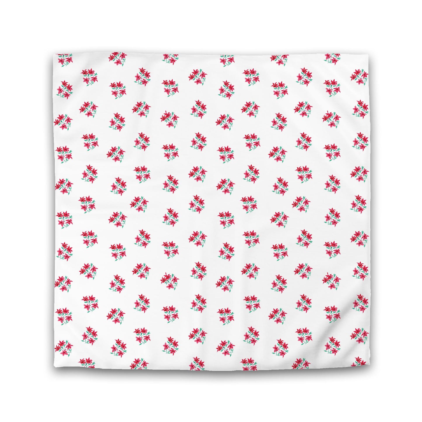 Off-White Cotton Sateen Duvet Cover, Medium Red Floral Pattern | CSDU-1335