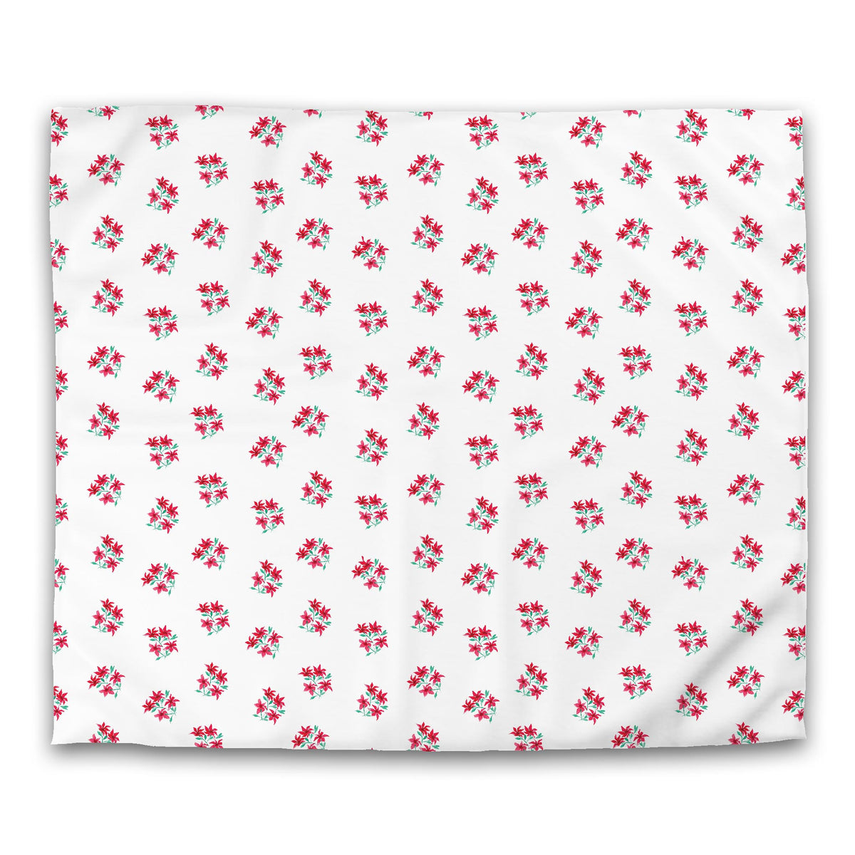 Scarlet Bloom — White Cotton Sateen Duvet Cover with Medium Red Floral Pattern | King - 269 x 234 cm / 106 x 92 inches