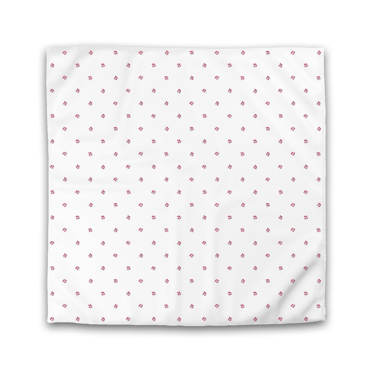 Off-White Cotton Sateen Duvet Cover, Small Red Floral Pattern | CSDU-1336