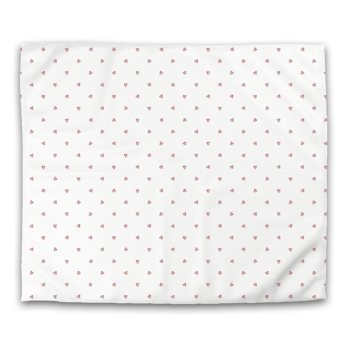 Coral Bloom — White Cotton Sateen Duvet Cover with Small Pink Floral Pattern | King - 269 x 234 cm / 106 x 92 inches