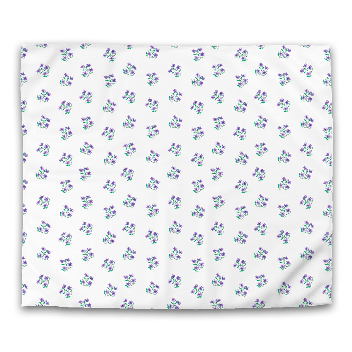 Purple Bloom — White Cotton Sateen Duvet Cover with Medium Purple Floral Pattern | King - 269 x 234 cm / 106 x 92 inches
