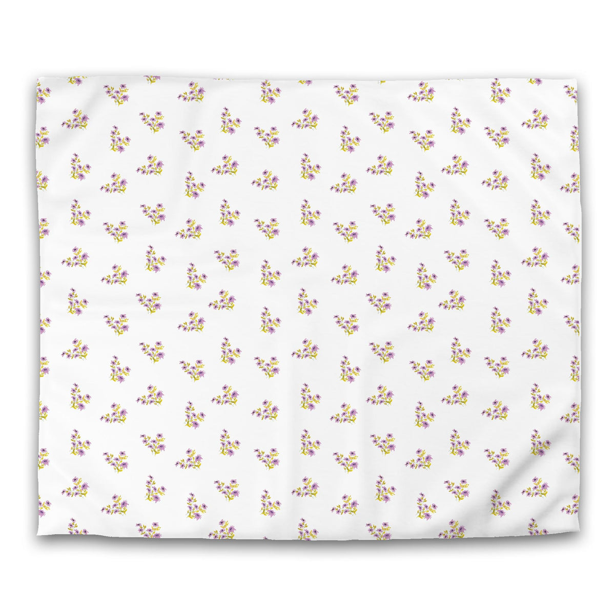 Mauve Bloom — White Cotton Sateen Duvet Cover with Medium Mauve Floral Pattern | King - 269 x 234 cm / 106 x 92 inches