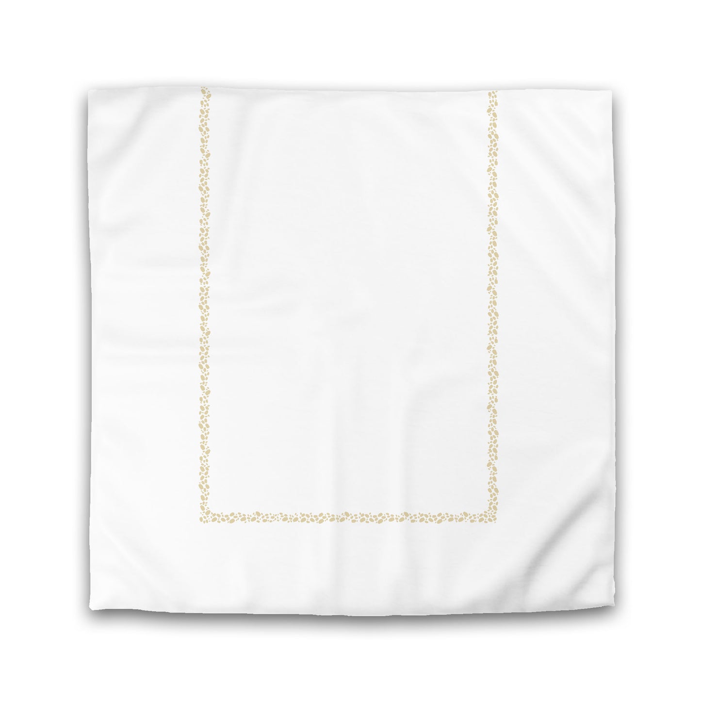 Off-white Cotton Sateen Duvet Cover, Tan Hand-painted Dab Motif Print, Classic Border | CSDU-1371-091