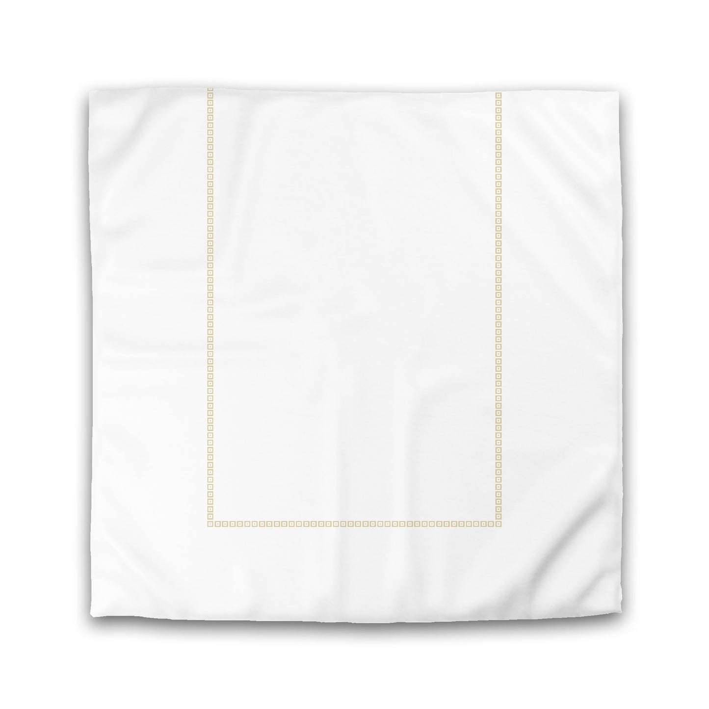Off-white Cotton Sateen Duvet Cover, Tan Repeating Square Motif Print, Classic Border | CSDU-1371-121