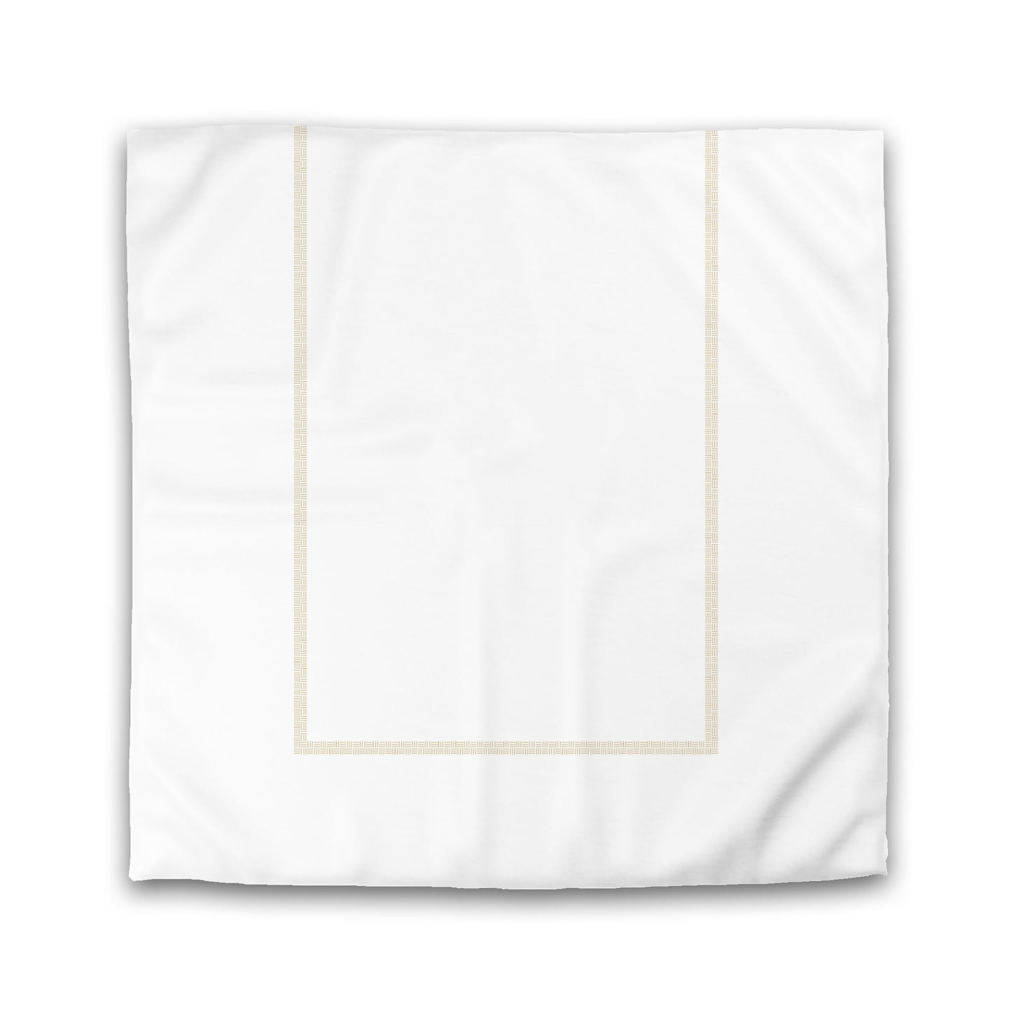 Off-white Cotton Sateen Duvet Cover, Tan Double Weave Motif Print, Classic Border | CSDU-1371-143