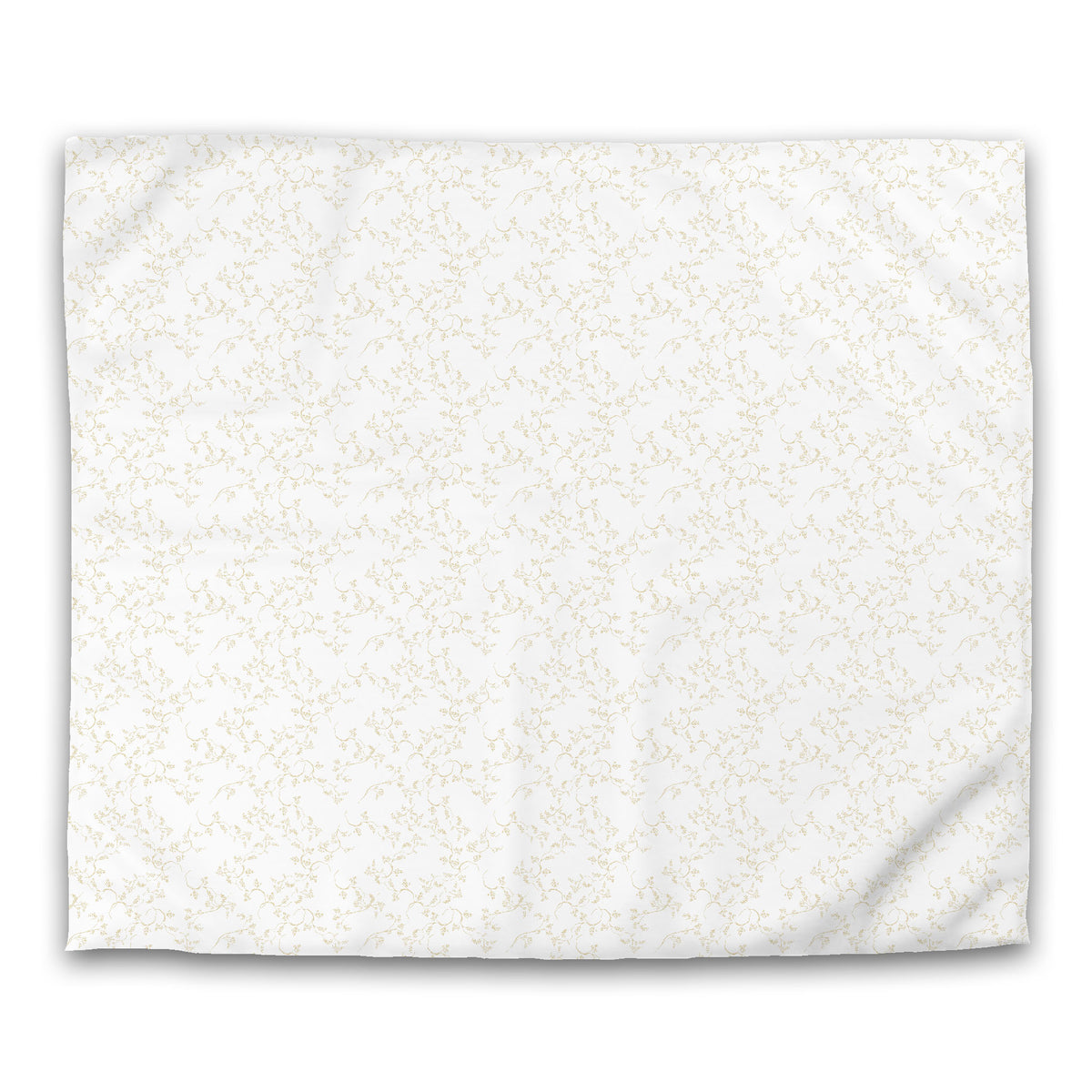 White Cotton Sateen Duvet Cover with Tan Hand-painted Vine Print | King - 269 x 234 cm / 106 x 92 inches