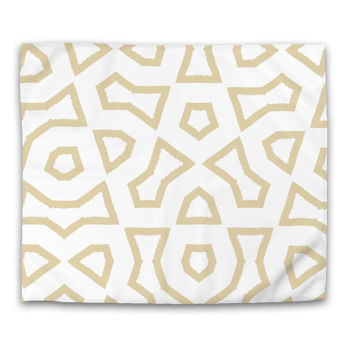 White Cotton Sateen Duvet Cover with Tan Labyrinth Print | King - 269 x 234 cm / 106 x 92 inches