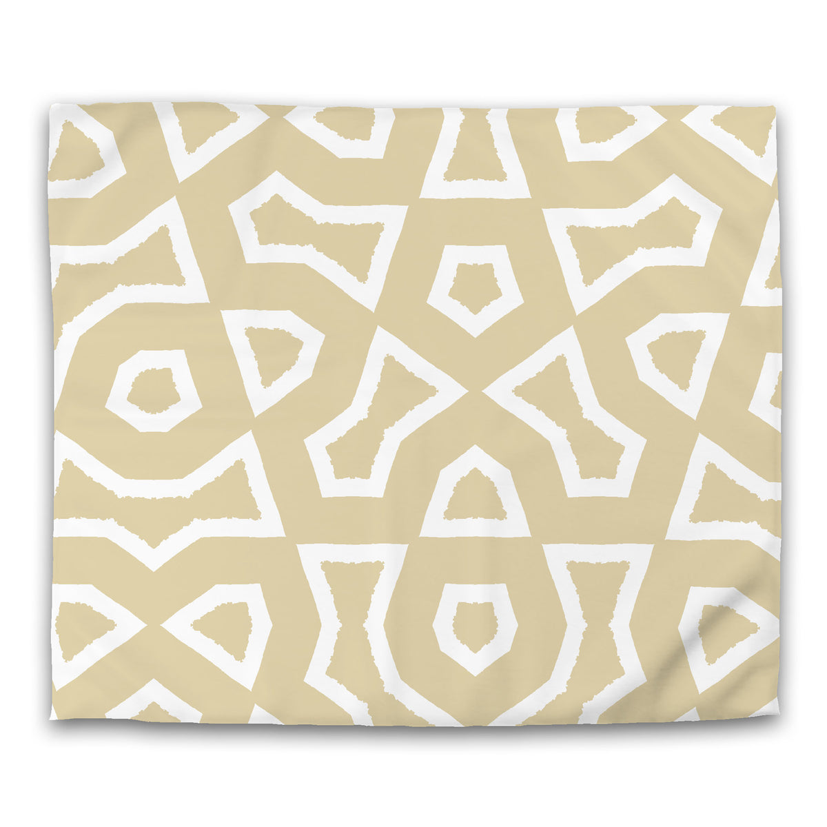 Tan Cotton Sateen Duvet Cover with White Labyrinth Print | King - 269 x 234 cm / 106 x 92 inches