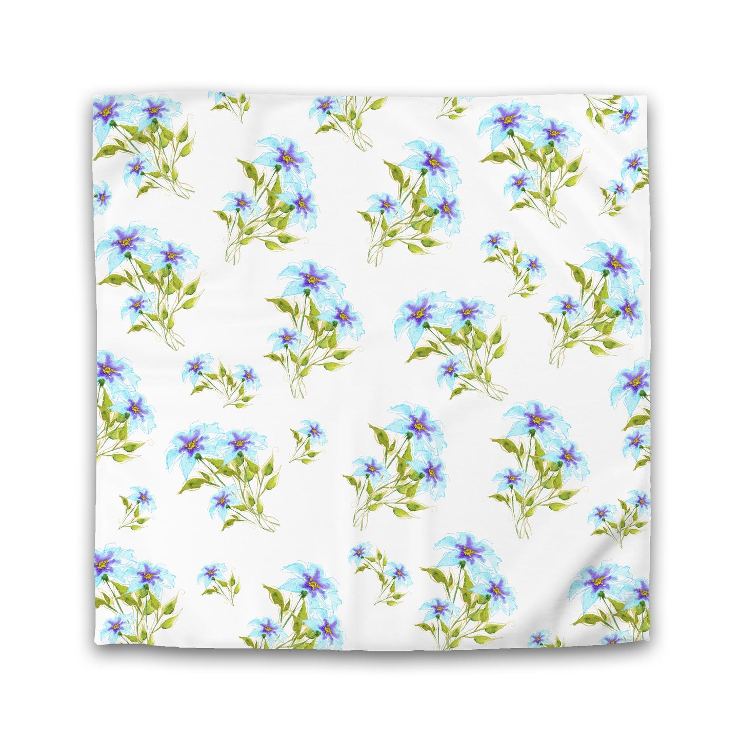 Off-White Cotton Sateen Duvet Cover, Large Blue Floral Print | CSDU-1374