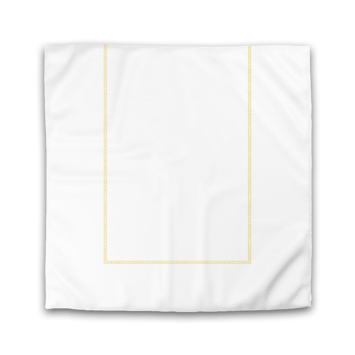 Off-white Cotton Sateen Duvet Cover, Yellow Repeating Square Motif Print, Classic Border | CSDU-1381-121