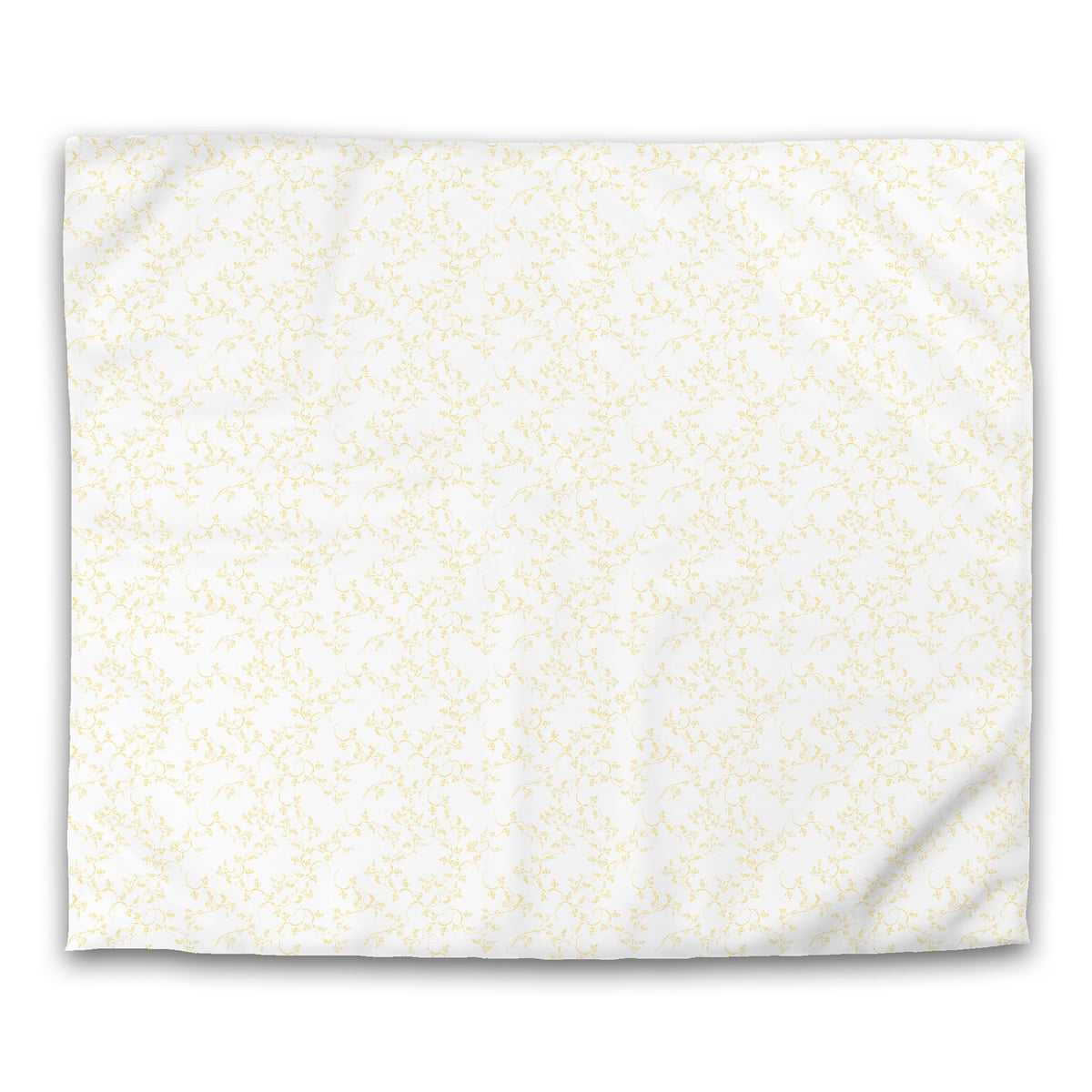 White Cotton Sateen Duvet Cover with Yellow Hand-painted Vine Print | King - 269 x 234 cm / 106 x 92 inches