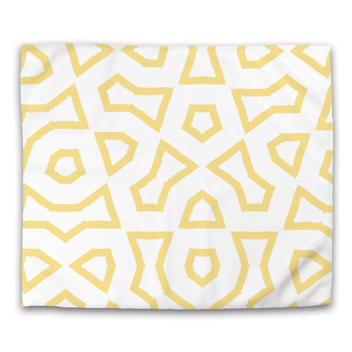 White Cotton Sateen Duvet Cover with Yellow Labyrinth Print | King - 269 x 234 cm / 106 x 92 inches