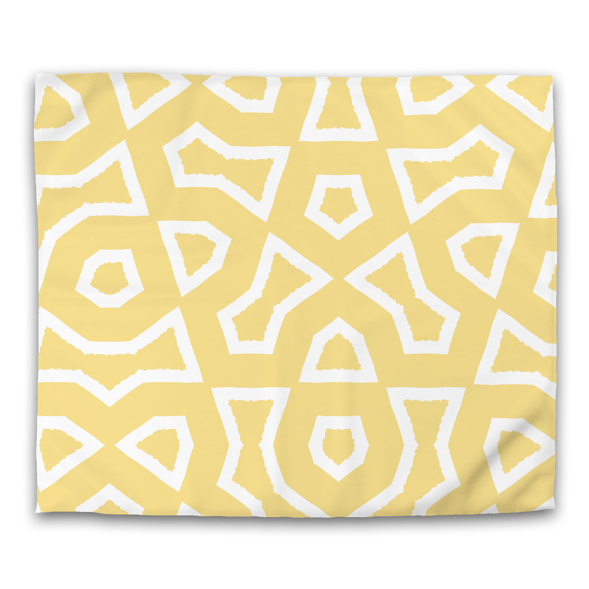 Yellow Cotton Sateen Duvet Cover with White Labyrinth Print | King - 269 x 234 cm / 106 x 92 inches