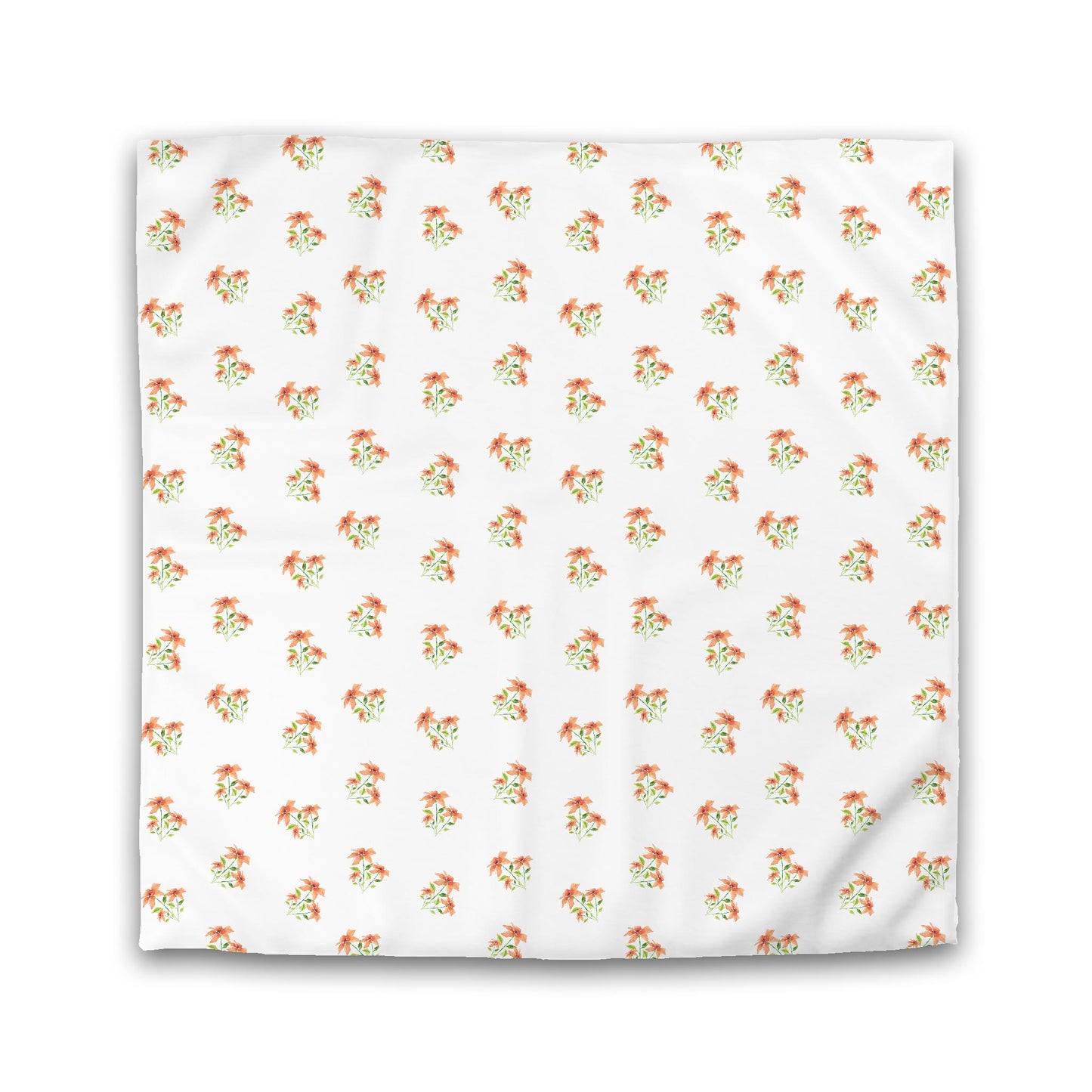 Off-White Cotton Sateen Duvet Cover, Medium Pale Orange Floral Pattern | CSDU-1385