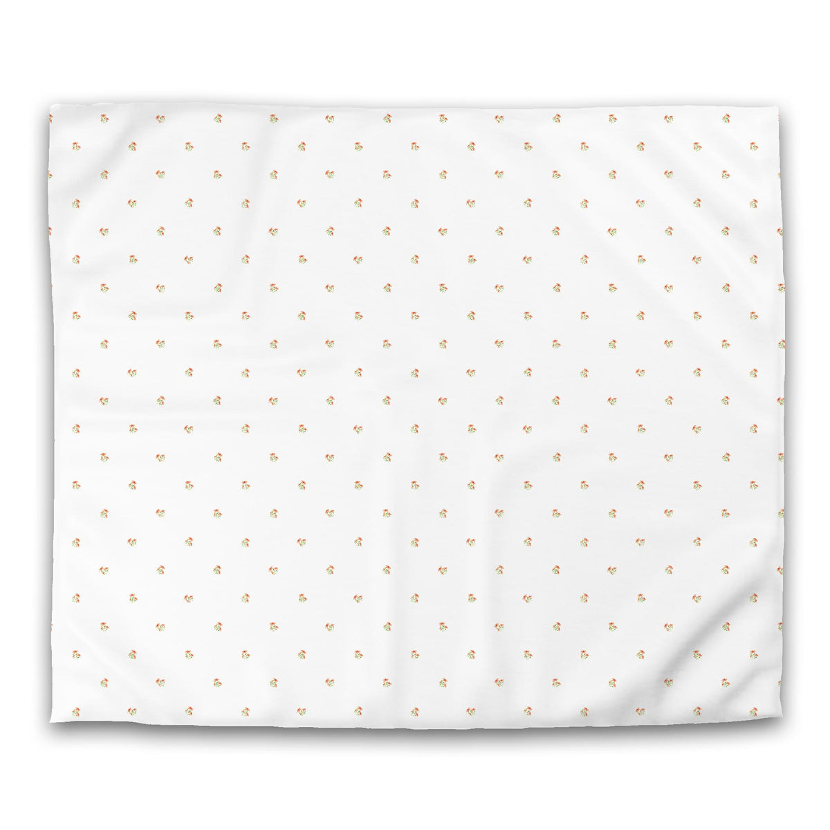 Peach Bloom — White Cotton Sateen Duvet Cover with Small Pale Orange Floral Pattern | King - 269 x 234 cm / 106 x 92 inches