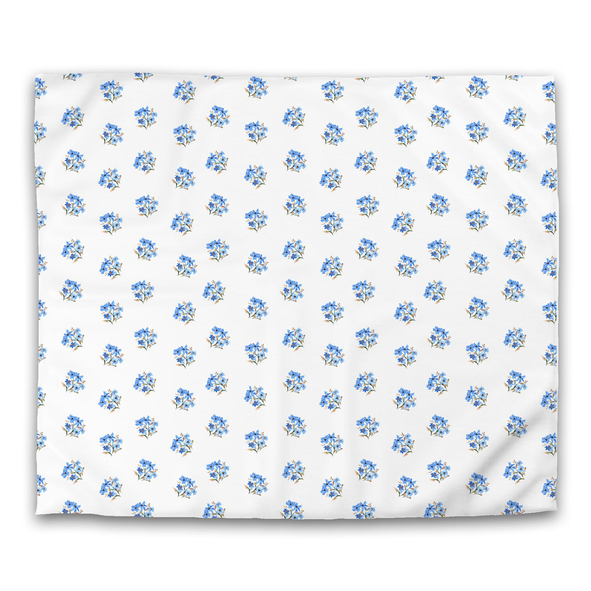 Cornflower Bloom — White Cotton Sateen Duvet Cover with Medium Blue Floral Pattern | King - 269 x 234 cm / 106 x 92 inches