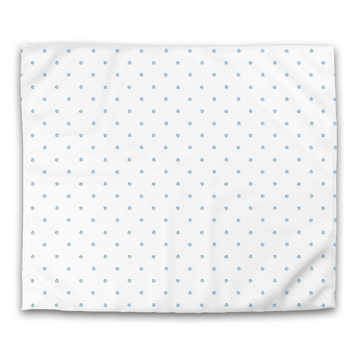 Cornflower Bloom — White Cotton Sateen Duvet Cover with Small Blue Floral Pattern | King - 269 x 234 cm / 106 x 92 inches