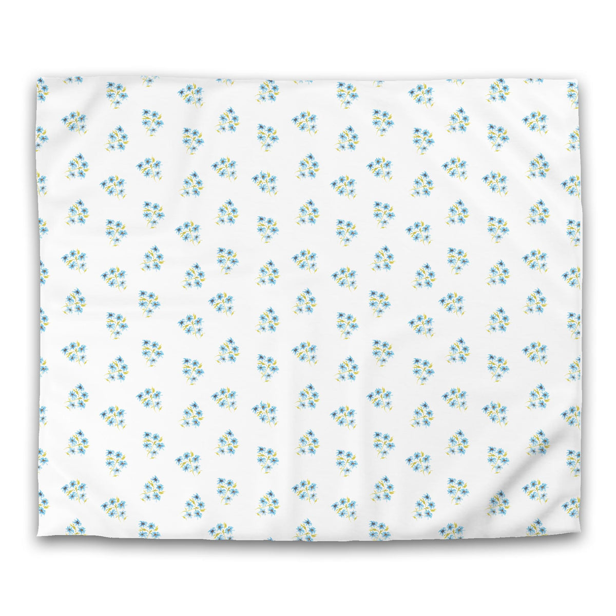 Cerulean Bloom — White Cotton Sateen Duvet Cover with Medium Blue Floral Pattern | King - 269 x 234 cm / 106 x 92 inches