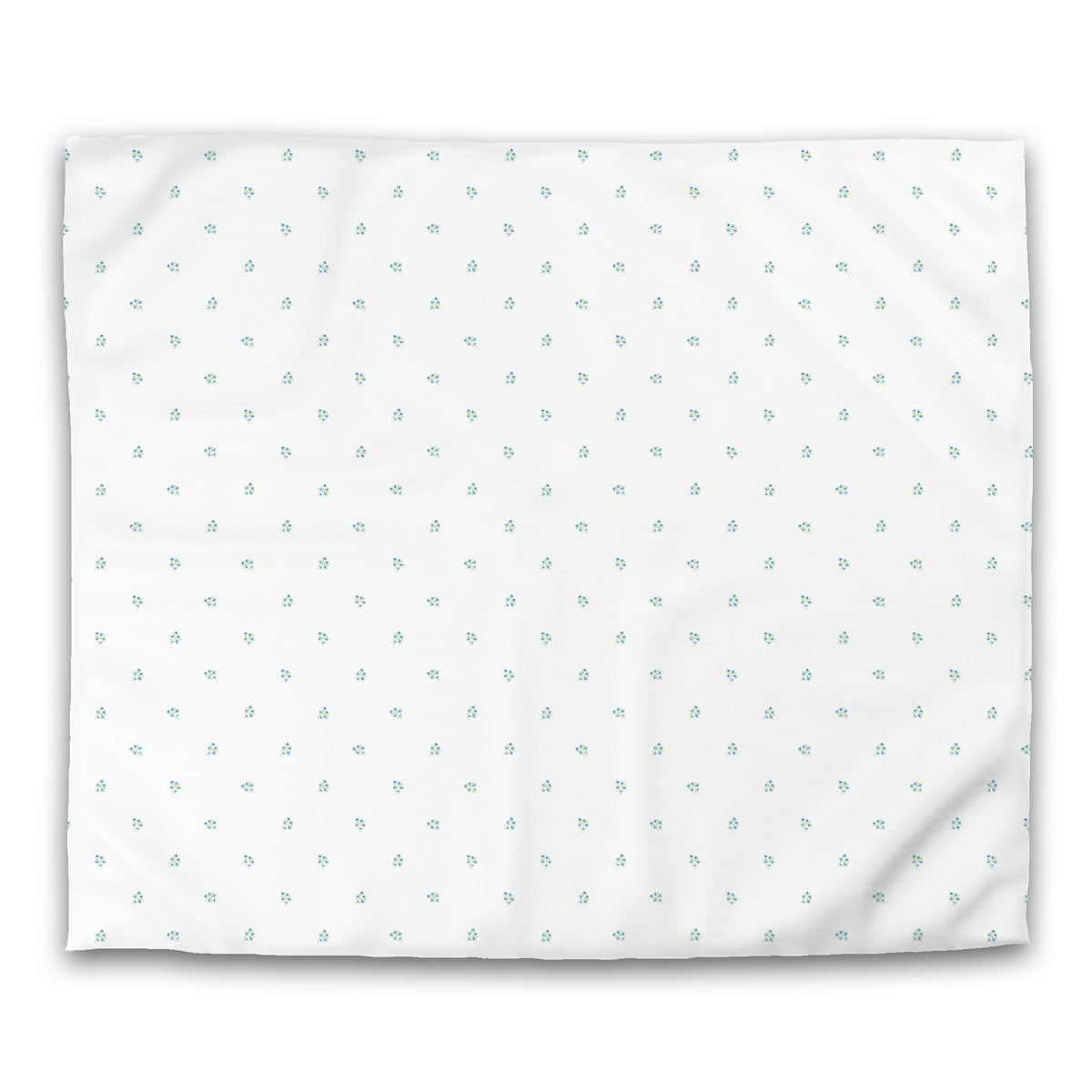 Cerulean Bloom — White Cotton Sateen Duvet Cover with Small Blue Floral Pattern | King - 269 x 234 cm / 106 x 92 inches