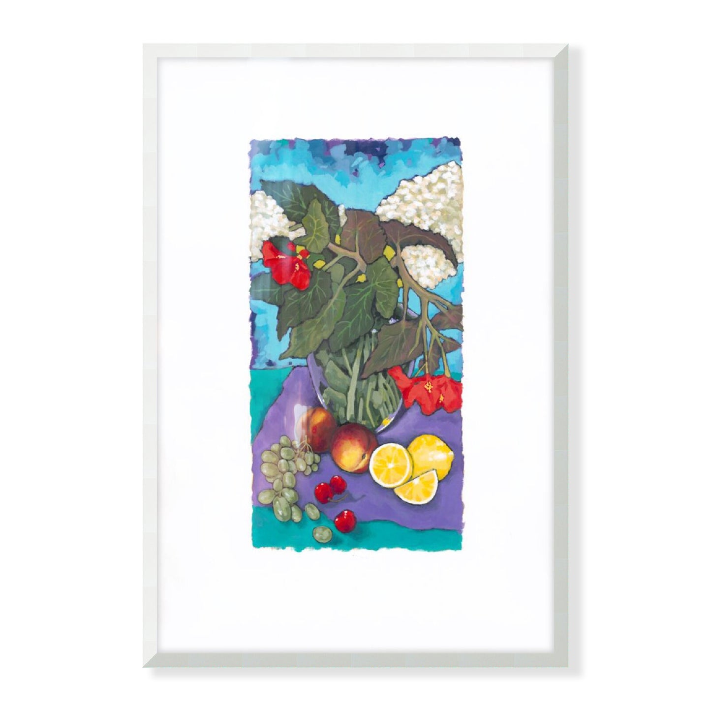 Fruit & Florals #1146 Framed Fine Art Print - Vertical Layout with Faux Deckled Edge