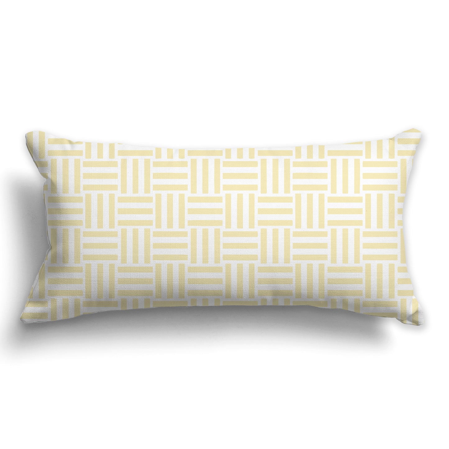 White/Beige-white Throw Pillow with Pale Yellow Basket Weave Pattern on Both Sides, CAPC-1051-141