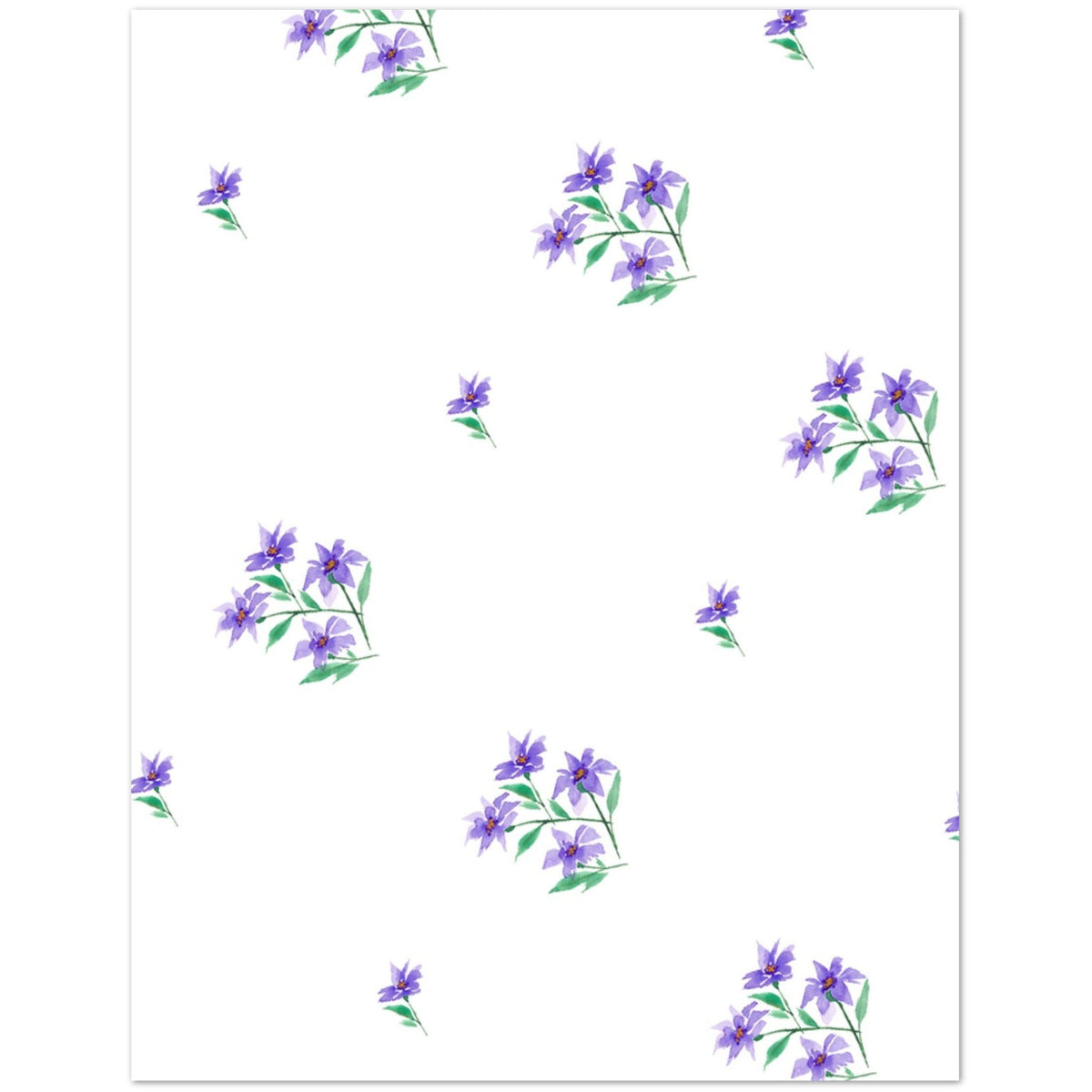 Purple Bloom Fine Art Watercolour Note Cards, Pack of 10 with Envelopes