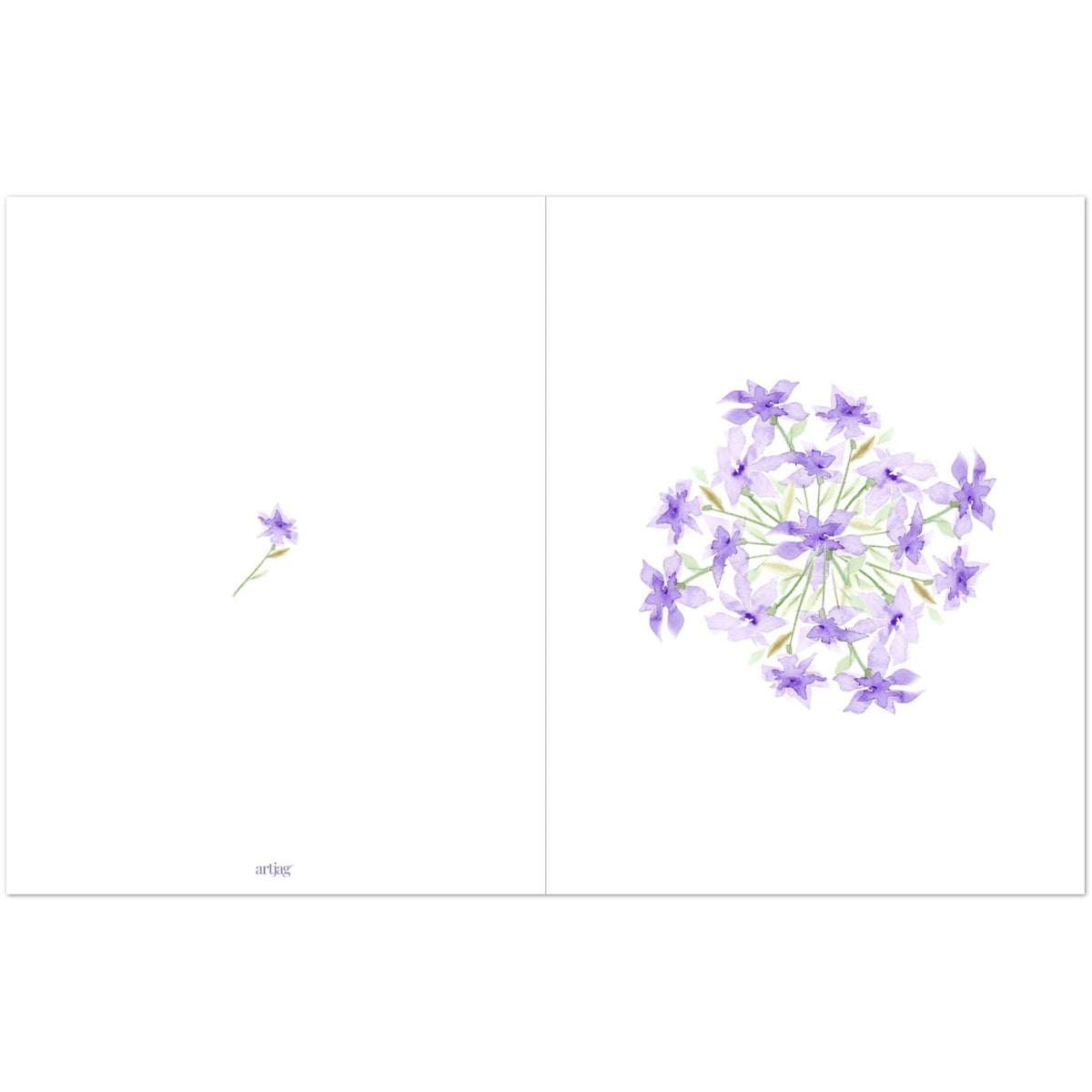 Soft Purple Bloom Fine Art Watercolour Note Cards, Pack of 10 with Envelopes