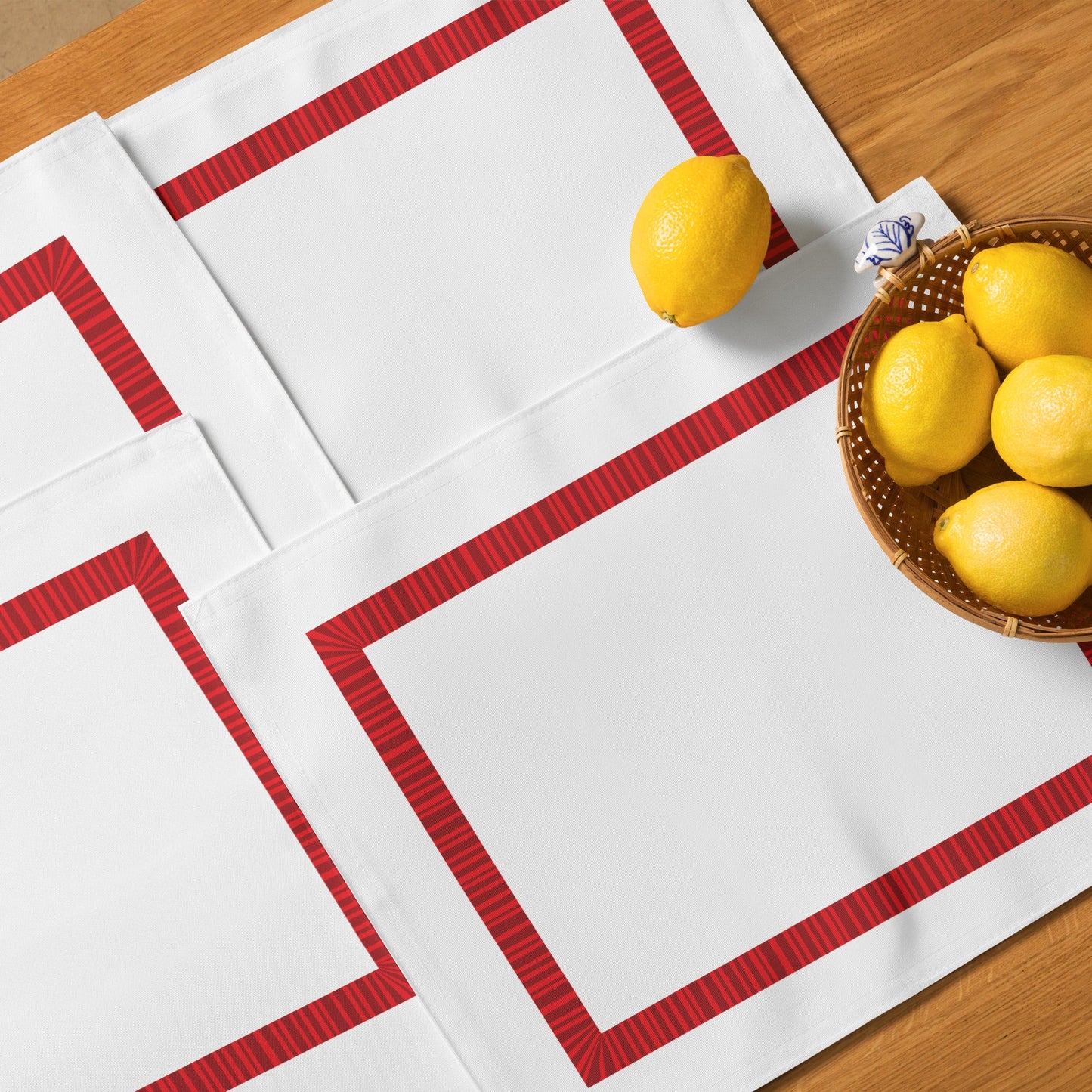Placemat Set with Hand-painted Classic Border Motif Print, CABM-1191