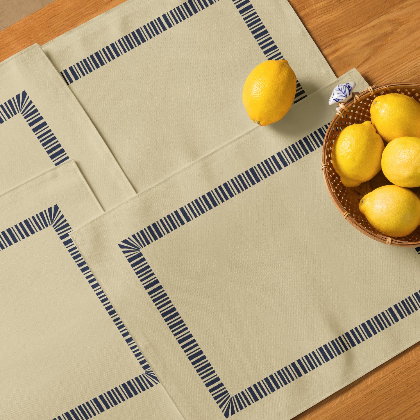 Placemat Set with Hand-painted Classic Border Motif Print, CABM-1274