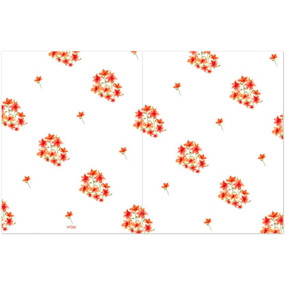 Flame Bloom — Fine Art Watercolor Note Cards with Medium Red Floral Pattern, Blank Inside, Pack of 10 with Envelopes #NCNA-1413