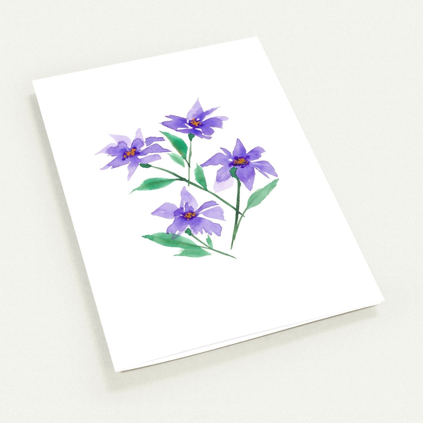 Purple Bloom — Fine Art Watercolor Note Cards with Purple Floral Bouquet Design, Blank Inside, Pack of 10 with Envelopes #NCNA-1352
