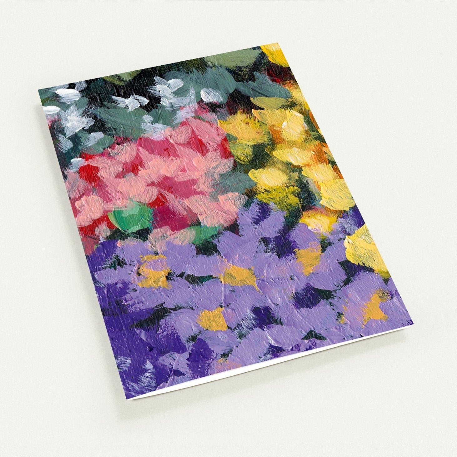 Floral Garden — Fine Art Note Cards with Purple and Pink Acrylic Print Abstract Detail, Blank Inside, Pack of 10 with Envelopes #NCNA-1385
