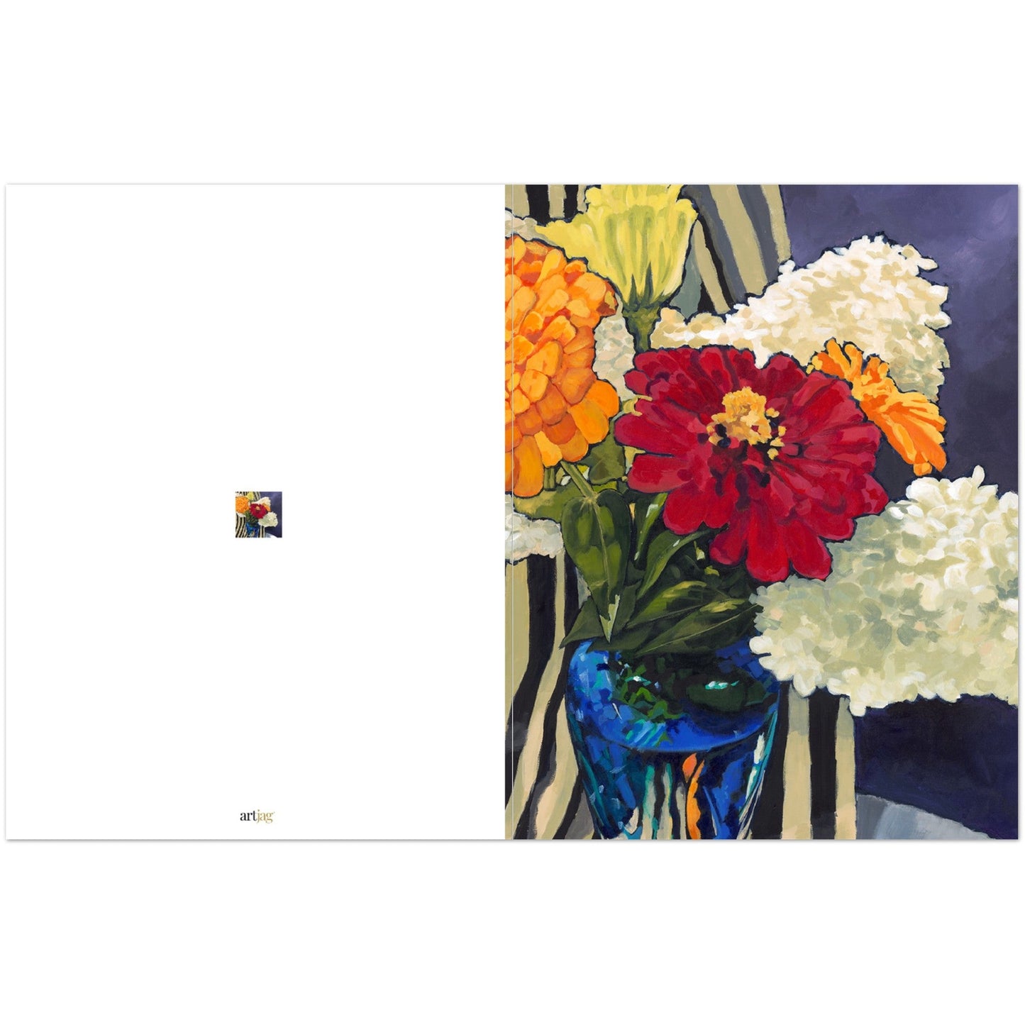 Hydrangeas & Zinnias — Fine Art Note Cards with Hydrangeas and Zinnias Acrylic Print Design, Blank Inside, Pack of 10 with Envelopes #NCNA-1031
