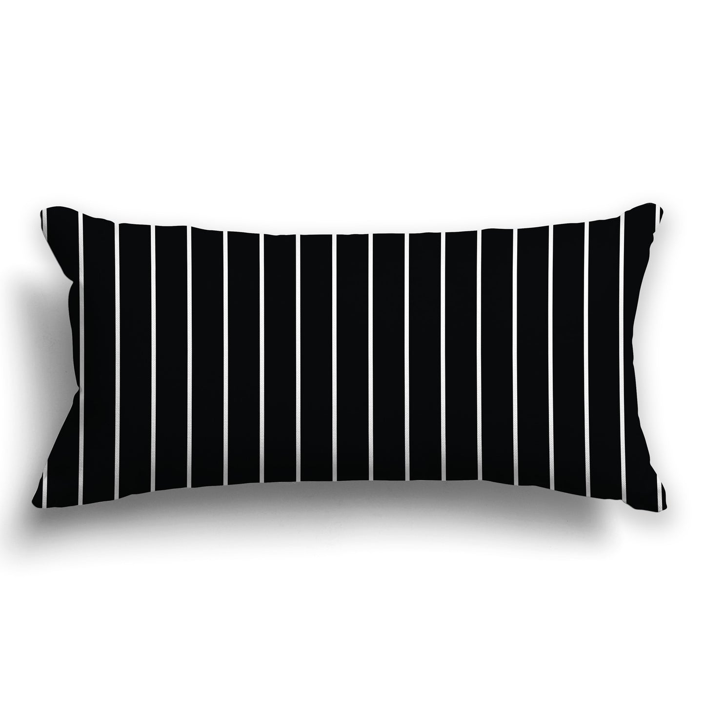 Black Throw Pillow with Fine White/Beige-white Vertical Stripes on Front, CAPC-1011-152